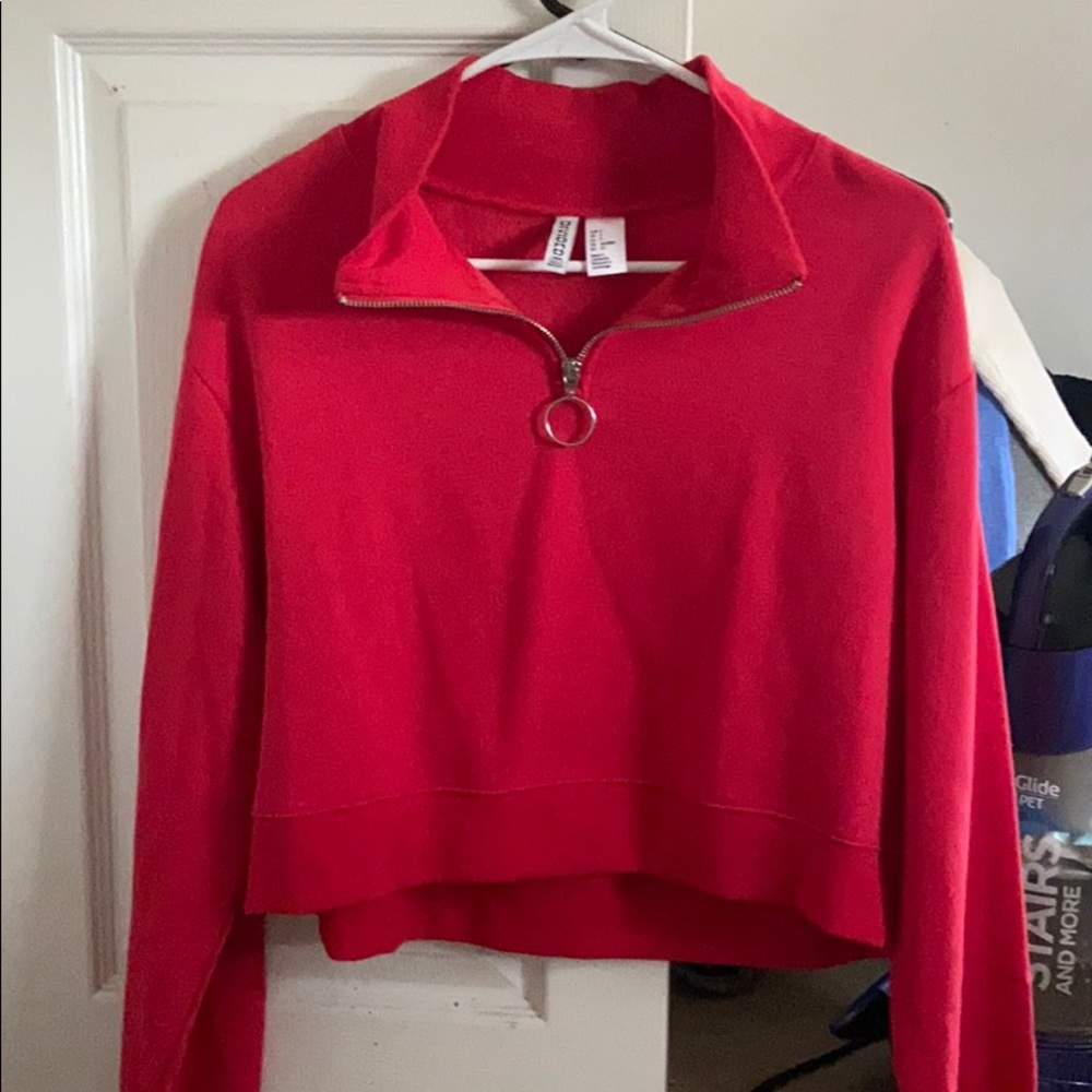 Red cropped Half zip from h&m